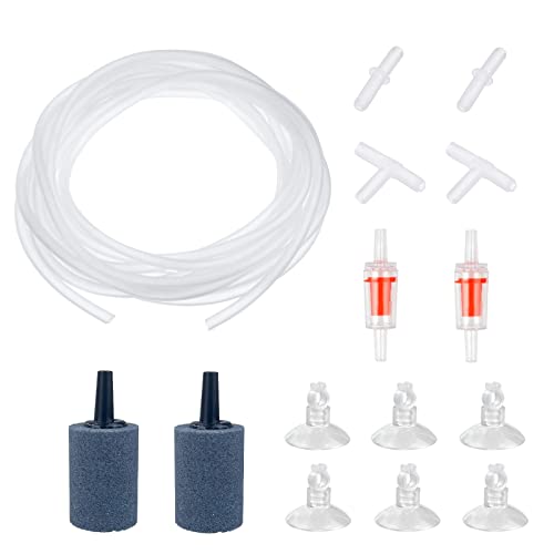 FuninCrea Aquarium Luftpumpe Zubehör, 13 Fuß Sauerstoffschlauch Luftstein Rückschlagventil Saugnapf und Verbindungsrohr für Aquarium Luftpumpe von FuninCrea