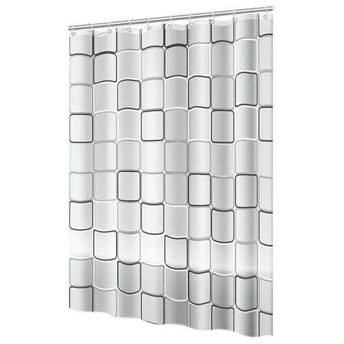 FuninCrea Duschvorhang 180x180cm mit 12 Duschvorhang Ringe, Duschvorhang Anti Schimmel Duschvorhang Stoff Badewannenvorhang Trocknet Schnell Bad Vorhang Duschvorhang Wasserdicht (180x180, Quadrat) von FuninCrea