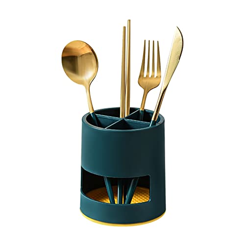 FuninCrea Küchenutensilienhalter, DREI-Layer Abnehmbare Utensilienhalter Küche Besteck Regal Multi-Functional Besteckständer mit Entwässerungsloch für die Aufbewahrung von Küchenutensilien (Grün) von FuninCrea