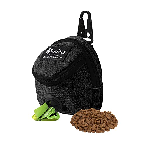 FuninCrea Leckerli Tasche Hunde, Futterbeutel Hundetraining mit Integriertem Kotbeutel-Spender Leckerli Tasche Hunde zum Umhängen für Reisen Outdoor-Training (Schwarz) von FuninCrea