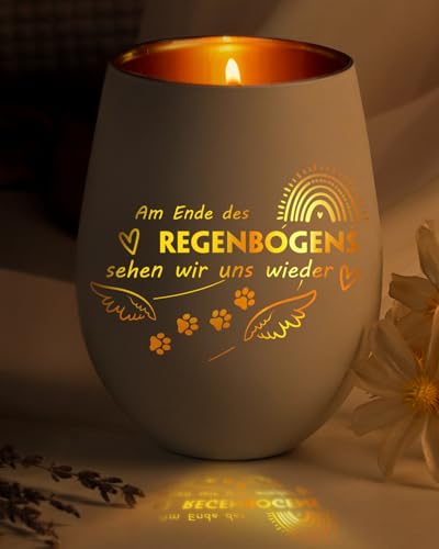 Trauerlicht mit Gravur - Trauergeschenk für Tierbesitzer - Haustier Denkmal Kerzenhalter - Trauer Deko Windlicht - Trost Geschenke für Tierbesitzer - Trauer Deko Grablicht für Katzen, Hunde von Funistree
