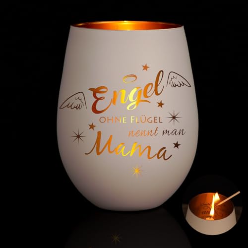 Muttertagsgeschenk für Mama, Muttertag Windlicht mit Gravur Mama Geschenk, Teelichthalter Geschenke für Beste Mutter Schwiegermutter, Graviertes Windlicht aus Glas Geburtstagsgeschenk für Bonus Mama von Funistree