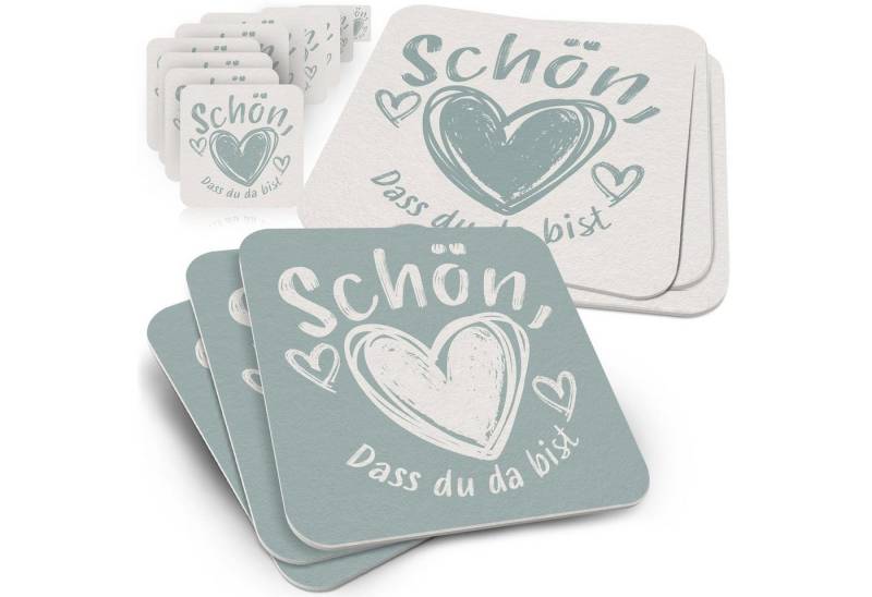 Funke & Brand Bierdeckel 50 Bierdeckel Spruch Schön dass du da bist - Untersetzer Deko Hochzeit von Funke & Brand