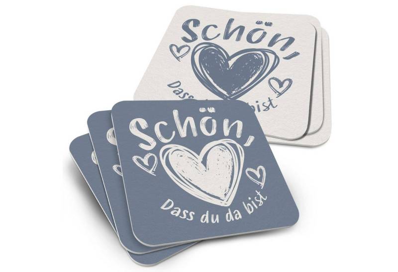 Funke & Brand Bierdeckel 50x Schön, dass du da bist - Untersetzer Schön dass du da bist Grau von Funke & Brand
