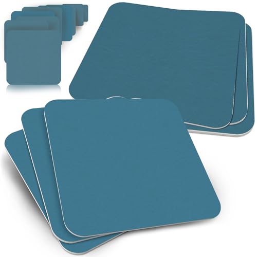 Funke & Brand Bierdeckel Blau eckig 50 Stück - 50x Naturbelassene DIY Untersetzer aus Holzschliffpappe in Blue - Coaster Getränkeuntersetzer Tischuntersetzer Deko - Rohling Quadratisch von Funke & Brand
