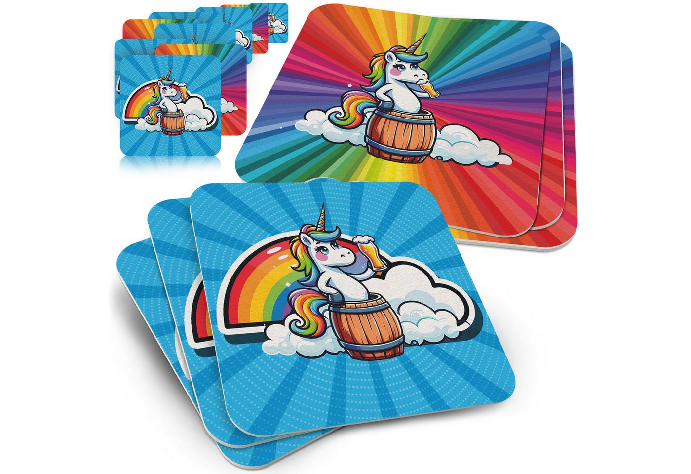 Funke & Brand Bierdeckel Einhorn – 50er Set, Bezaubernde Motive für Einhorn-Fans von Funke & Brand