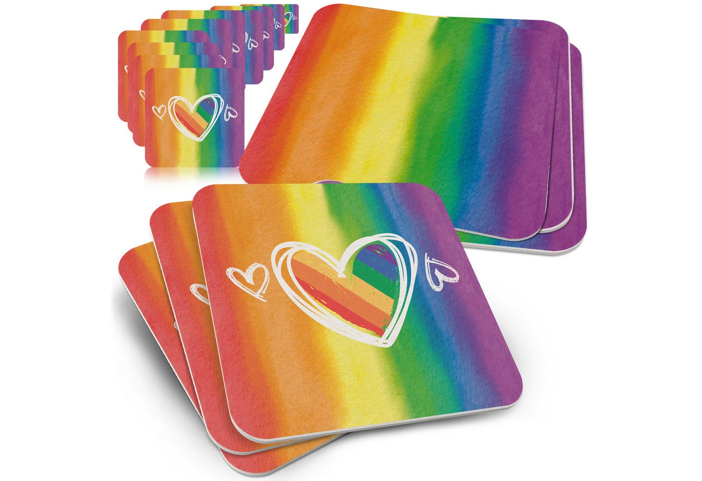 Funke & Brand Bierdeckel LGBTQ+ Regenbogen - 50er Set - Pride Flag - Peace CSD Queer friendly von Funke & Brand