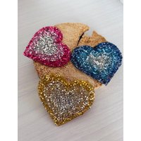 Contour Magnet Klettie Patch I Glitzerndes Strass Herz Schulranzen Rucksack Kindergarten Schulanfang Schulkind von FunkelFlauschPatch