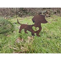 Dackel Rauhhaardackel Gartenstecker Rostoptik Edelrost Gartendeko Rostdeko Rostkunst Rostdackel Roststecker Rost Rostfigur Dachshund Teckel von Funkenwerk83