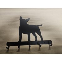 Garderobe Kleiderhaken Aufhänger Miniatur Bullterrier Mini Bulli Bully Petsign Leinenparkplatz Schlüsselbrett Leinenhalter Leinengarderobe von Funkenwerk83