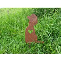 Pudel Königspudel Gartenstecker Edelrost Gartendeko Rostkunst Rostdeko Roststecker Rost Gartendekoration Rostoptik Rostfigur Rostpudel von Funkenwerk83