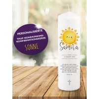 Personalisierte Taufkerze, Sonne, Kommunion, Taufe, Geburt, Konfirmation, Kerze, Individuell, Gestalten von Funkenzauber