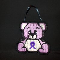 Kunststoff Leinwand Lila Cancer Awareness Teddybär Wandbehang von FunksHomemadeCrafts