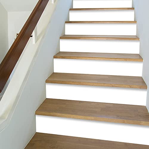 Funlife 14 Stück Aufkleber Vinyl Treppe Treppensteiger Selbstklebend Abbeizen Treppe Selbstklebend Kontaktpapier 18 x 100 cm reinweiß von Funlife