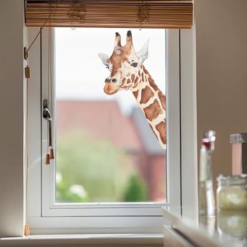 Funlife Groß Sticker Tiere Fensterbilder Giraffe, Statisch Haftend Tiere Fensterdekoration, Vogel-Schutz Frühling Fensterdeko für Kinderzimmer Wohnzimmer Schlafzimmer 35 x 57 cm von Funlife