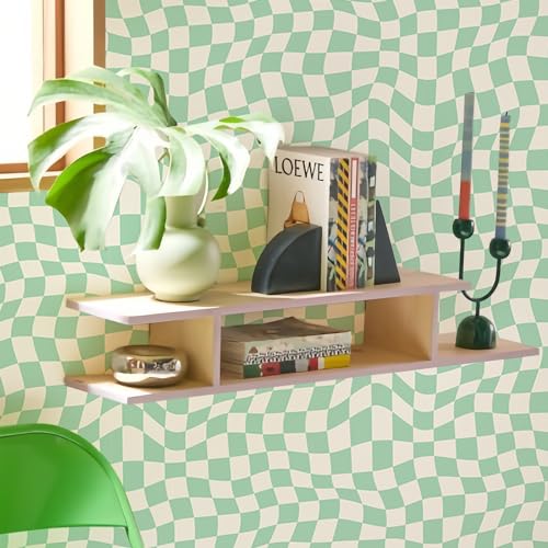 Funlife Klebefolie Bunt Möbelfolie Selbstklebend, Tapete Grün Schachbrett, Schrankpapier Möbelklebefolien für Küche Wohnzimmer Kinderzimmer Schlafzimmer, Grün 41 x 101 cm von Funlife