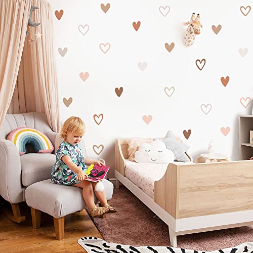 funlife 72 Stück Wandaufkleber selbstklebend, Boho Herzen, Skizze Herzen Wandsticker für Kinder, Mädchen, Baby, transparent PVC-Wandtattoo Wandbild für Kinderzimmer, Babyzimmer, Spielzimmer, 14,8x21cm von Funlife