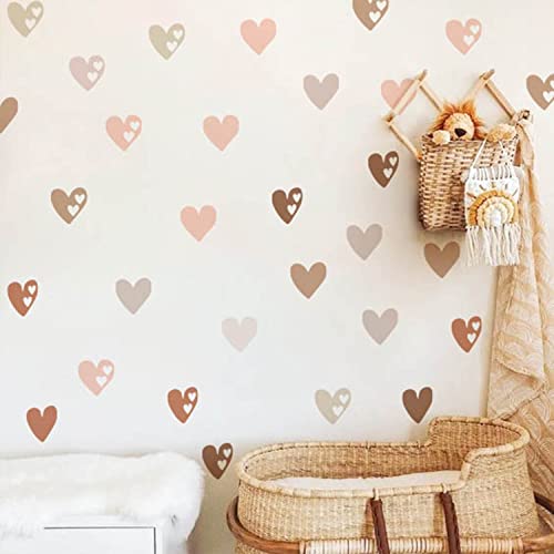 funlife 72 Stück Wandaufkleber selbstklebend, Boho Herzen, süße Herzen Wandsticker für Kinder, Mädchen, transparent PVC-Wandtattoo Wandbild für Kinderzimmer, Babyzimmer, Spielzimmer, 14,8x21cm von Funlife