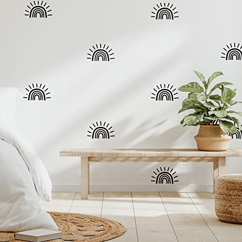 funlife Boho selbstklebend Wandaufkleber für Kinder, abziehbar PVC schwarze Farben Wandtattoo Wandsticker, wasserfest semitransparent Wandbild Kinderzimmer, 38x116cm abstrakt schwarze kleine Sonne von Funlife