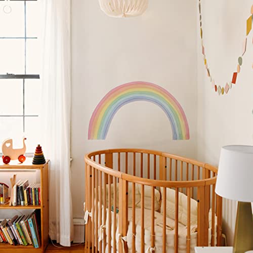 funlife Fabric Wandaufkleber mit weicher Stoffeffekt, selbstklebend Pastell bunt Regenbogen Wandsticker Wandbild für Kinder, bunte Wandtattoos für Kinderzimmer Babyzimmer Schlafzimmer, Größe S von Funlife