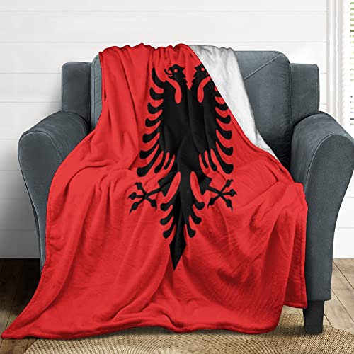 Funlucy Albanien-Überwurfdecke, Albanien-Flagge, warm, weich, leicht, Flanell-Fleecedecke für Wohnzimmer, Schlafzimmer, Sofa, Couch, 177,8 x 203,2 cm von Funlucy