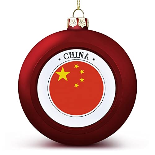 Funlucy China-Kugel-Ornamente, Nationenflagge, Weihnachtskugel, Ornament, China-Flagge, Porzellan-Siegel, Kunststoff-Ornamente für Weihnachtsbaum, Neujahr, Urlaubsdekoration von Funlucy
