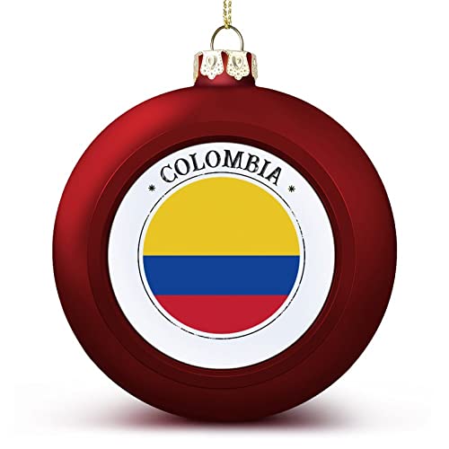 Funlucy Kolumbien-Kugel-Ornamente, Nationenflagge, Weihnachtskugel, Kolumbien-Flagge, Kolumbien-Siegel, Kunststoff-Ornamente für Weihnachtsbaum, Neujahr, Urlaubsdekoration von Funlucy