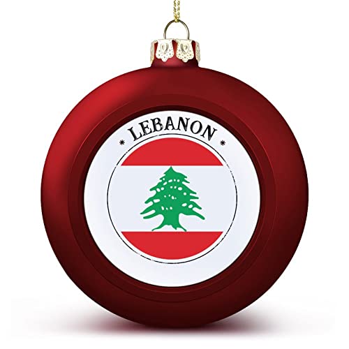 Funlucy Libanon-Kugel-Ornamente, Nationenflagge, Weihnachtskugel, Ornament, Libanon-Flagge, Libanon-Siegel, Kunststoff-Ornamente für Weihnachtsbaum, Neujahr, Urlaubsdekoration von Funlucy