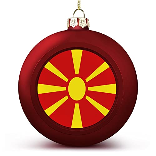 Funlucy Mazedonien-Weihnachtskugel, Ornament, Nationenflagge, Mazedonien-Flagge, Ball-Ornamente, hängendes Andenken für Weihnachten, Jahrestag, Urlaub, Geburtstag, Geschenk von Funlucy