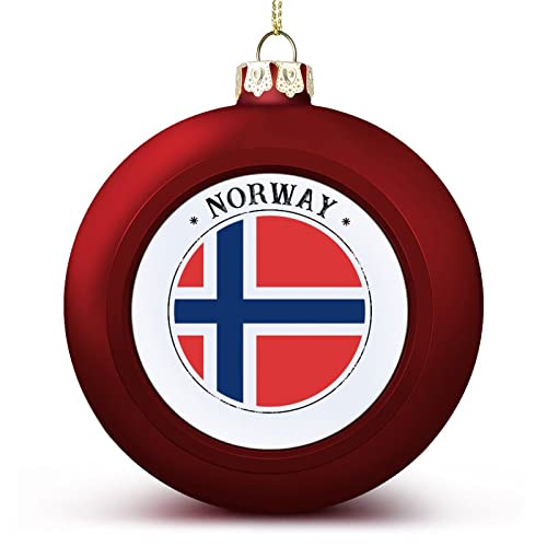 Funlucy Norwegen Weihnachtskugel Ornament – Norwegen Flagge Nationen Flagge hängende Ornamente Andenken Souvenir Geschenk für Weihnachtsbaum saisonale Urlaubsdekoration von Funlucy