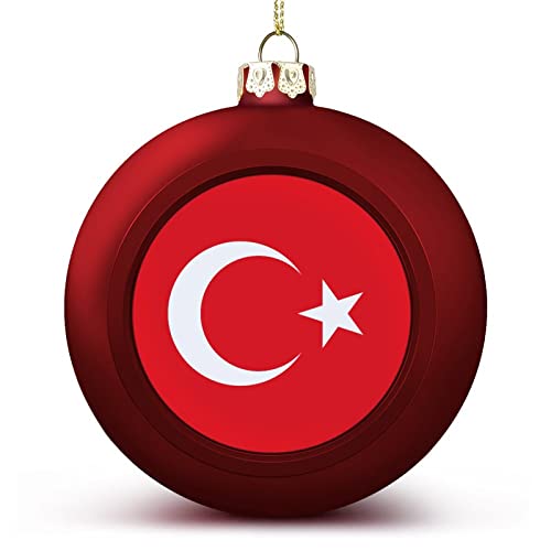 Funlucy Türkei Weihnachtskugel Ornament – Türkei Flagge Nationen Flagge hängende Ornamente Andenken Souvenir Geschenk für Weihnachtsbaum saisonale Urlaubsdekoration von Funlucy