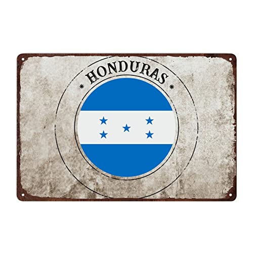 Honduras Flagge Honduras Siegelschild Metallschild für Männerhöhle Garage, Honduras Aluminium Blechschild Nationalflagge Wandkunst Vintage Retro Heimdekoration, 20 x 30 cm von Funlucy