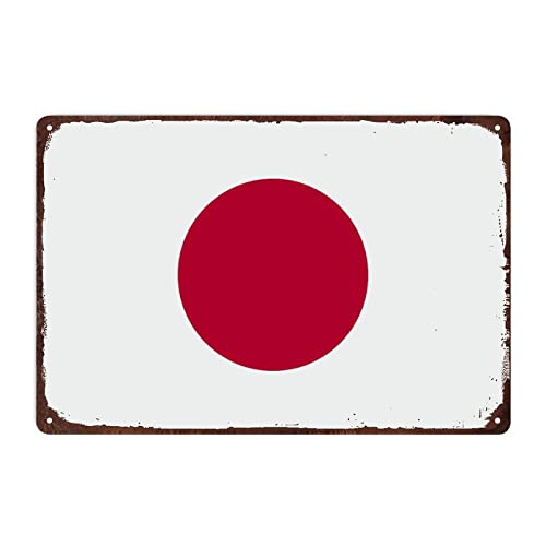 Japan Flagge Schild Metallschild für Männerhöhle Garage, Japan Aluminium Blechschild Nationalflagge Wandkunst Vintage Retro Home Decor ,30 x 45 cm von Funlucy