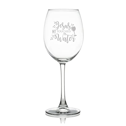 Jesus Touched My Water Weinglas graviertes Gläser für Party, Hochzeit, Weihnachten, 325 ml von Funlucy