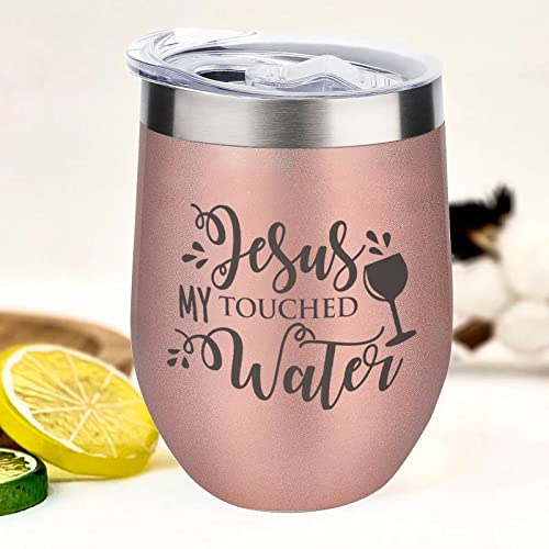 Jesus Touched My Water Weinglas mit Schiebedeckel – Isolierbecher aus Edelstahl – niedlicher Outdoor-Campingbecher – 340 ml Jesus Touched My Water Weinglas mit Schiebedeckel – Isolierbecher aus Edelstahl – niedlicher Outdoor-Campingbecher – 340 ml von Funlucy