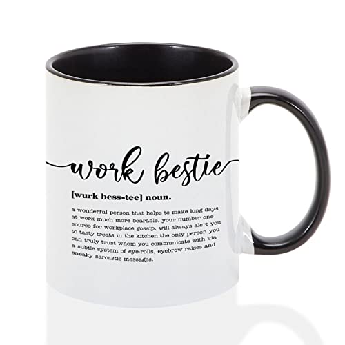 Kaffeetasse mit Aufschrift "Work Bestie Definition", lustige Tasse mit Aufschrift "Work Bestie Definition", zweifarbig, schwarz, 325 ml Kaffeetasse mit Aufschrift "Work Bestie Definition", lustige Tasse mit Aufschrift "Work Bestie Definition", zweifarbig, schwarz, 325 ml von Funlucy