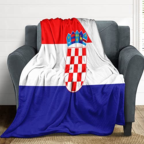 Kroatien Flanell-Bettdecke, Kroatien-Flagge, weich, warm, flauschig, Plüsch-Überwurf, Decke für Sofa, Stuhl, Wohnzimmer, Schlafzimmer, Büro, Reisen, 177,8 x 203,2 cm von Funlucy