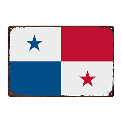 Panama Flagge Schild Metallschild für Männerhöhle Garage, Panama Aluminium Blechschild Nationalflagge Wandkunst Vintage Retro Home Decor ,20 x 30 cm von Funlucy