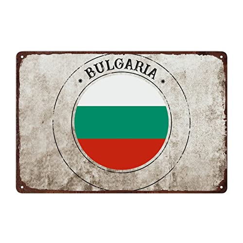 Retro Bulgarien Metallschild, Bulgarien Flagge Bulgarien Siegel Blechschild für drinnen oder draußen, Männerhöhle Garage Vintage Metallschilder, patriotisches Land-Souvenir-Aluminiumschild, 20 x 30 cm von Funlucy