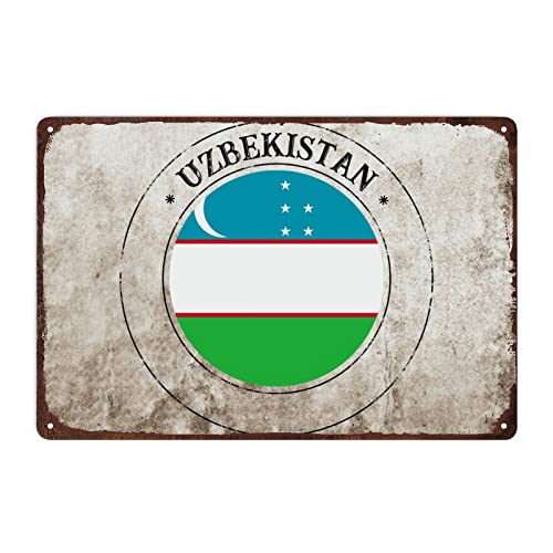 Usbekistan Flagge Schild Metallschild für Männerhöhle Garage, Usbekistan Aluminium Blechschild Nationalflagge Wandkunst Vintage Retro Home Decor ,20 x 30 cm von Funlucy