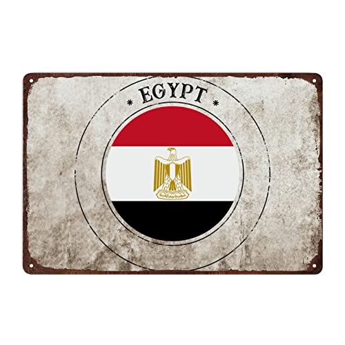 Vintage Ägypten Schild, Rustikal Beliebtes Land Souvenir Blechschild Patriotische Dekor, Ägypten Flagge Ägypten Siegel Metallschild für Mann Höhle Café Bar Pub Wanddekoration, 20 x 30 cm von Funlucy