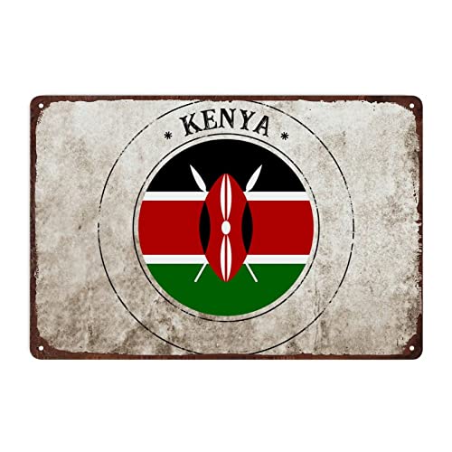 Vintage Kenia Schild, Rustikal Beliebtes Land Souvenir Blechschild Patriotische Dekor, Kenia Flagge Kenia Siegel Metallschild für Mann Höhle Cafe Bar Pub Wanddekoration, 20 x 30 cm von Funlucy