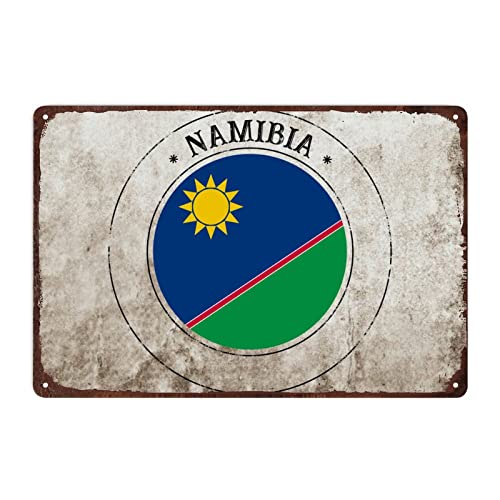 Vintage Namibia Schild, Rustikal Beliebtes Land Souvenir Blechschild Patriotische Dekor, Namibia Flagge Metallschild für Mann Höhle Cafe Bar Pub Wanddekoration, 20 x 30 cm von Funlucy