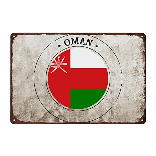 Vintage Oman Schild, Rustikal Beliebtes Land Souvenir Blechschild Patriotische Dekor, Oman Flagge Metallschild für Mann Höhle Cafe Bar Pub Wanddekoration, 20 x 30 cm von Funlucy