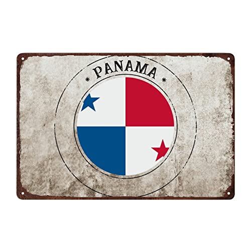 Vintage Panama Schild, Rustikal Beliebtes Land Souvenir Blechschild Patriotische Dekor, Panama Flagge Metallschild für Mann Höhle Cafe Bar Pub Wanddekoration, 20 x 30 cm von Funlucy