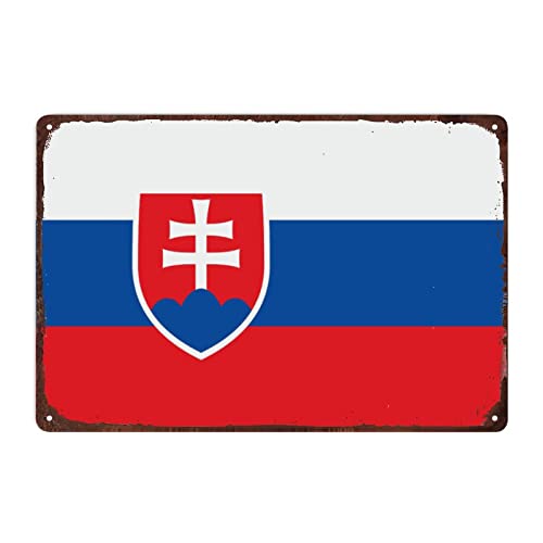 Vintage Slowakei Schild, Rustikal Beliebtes Land Souvenir Blechschild Patriotische Dekor, Slowakei Flagge Metallschild für Mann Höhle Cafe Bar Pub Wanddekoration, 20 x 30 cm von Funlucy