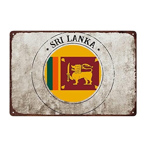 Vintage Sri Lanka Schild, Rustikales beliebtes Land-Souvenir Blechschild patriotische Dekoration, Sri Lanka Flagge Metallschild für Mann Höhle Cafe Bar Pub Wanddekoration, 30 x 45 cm von Funlucy