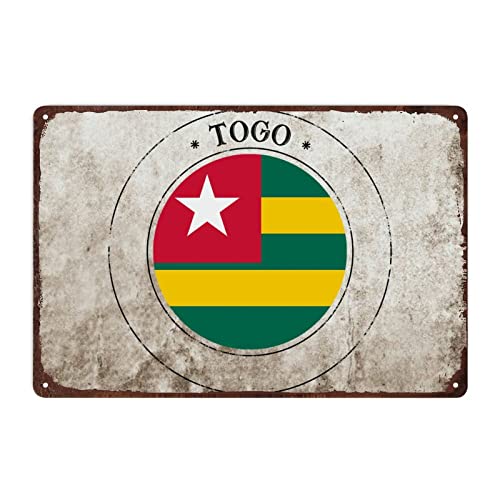 Vintage Togo Schild, Rustikal Beliebtes Land Souvenir Blechschild Patriotische Dekor, Togo Flagge Metallschild für Mann Höhle Cafe Bar Pub Wanddekoration 30 x 45 cm von Funlucy