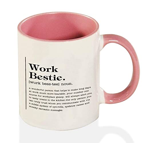 Work Bestie Definition Kaffeetasse – Lustige Arbeit Bestie Tasse – Arbeit Bestie Definition Zweifarbige rosa Tasse – Arbeit Bestie Tasse Neuheit 313 ml von Funlucy