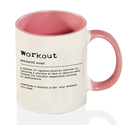 Workout Definition Kaffeetasse – Lustige Workout-Tasse – Workout-Definition zweifarbig rosa Tasse – Workout-Tasse Neuheit Tasse 325 ml von Funlucy